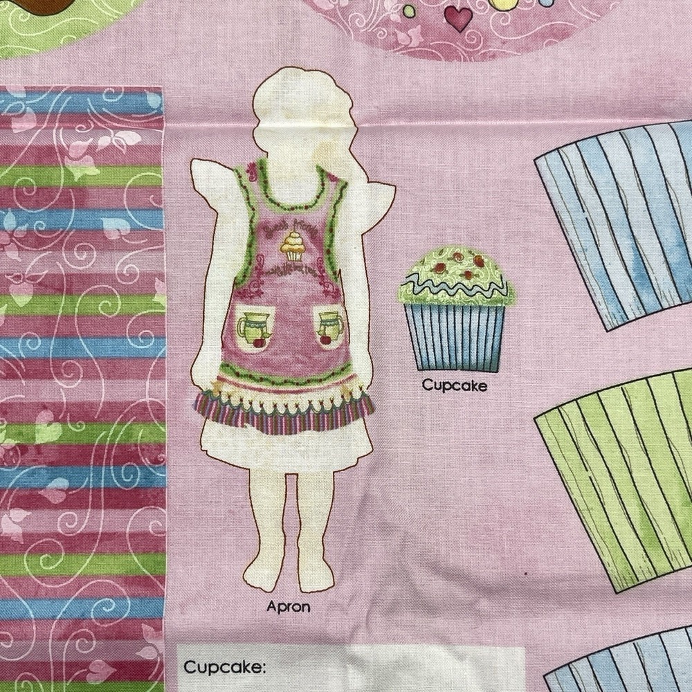 Tea & Sweets Apron Cupcake Fabric Panel Cut Sew Sewing Craft Fabric